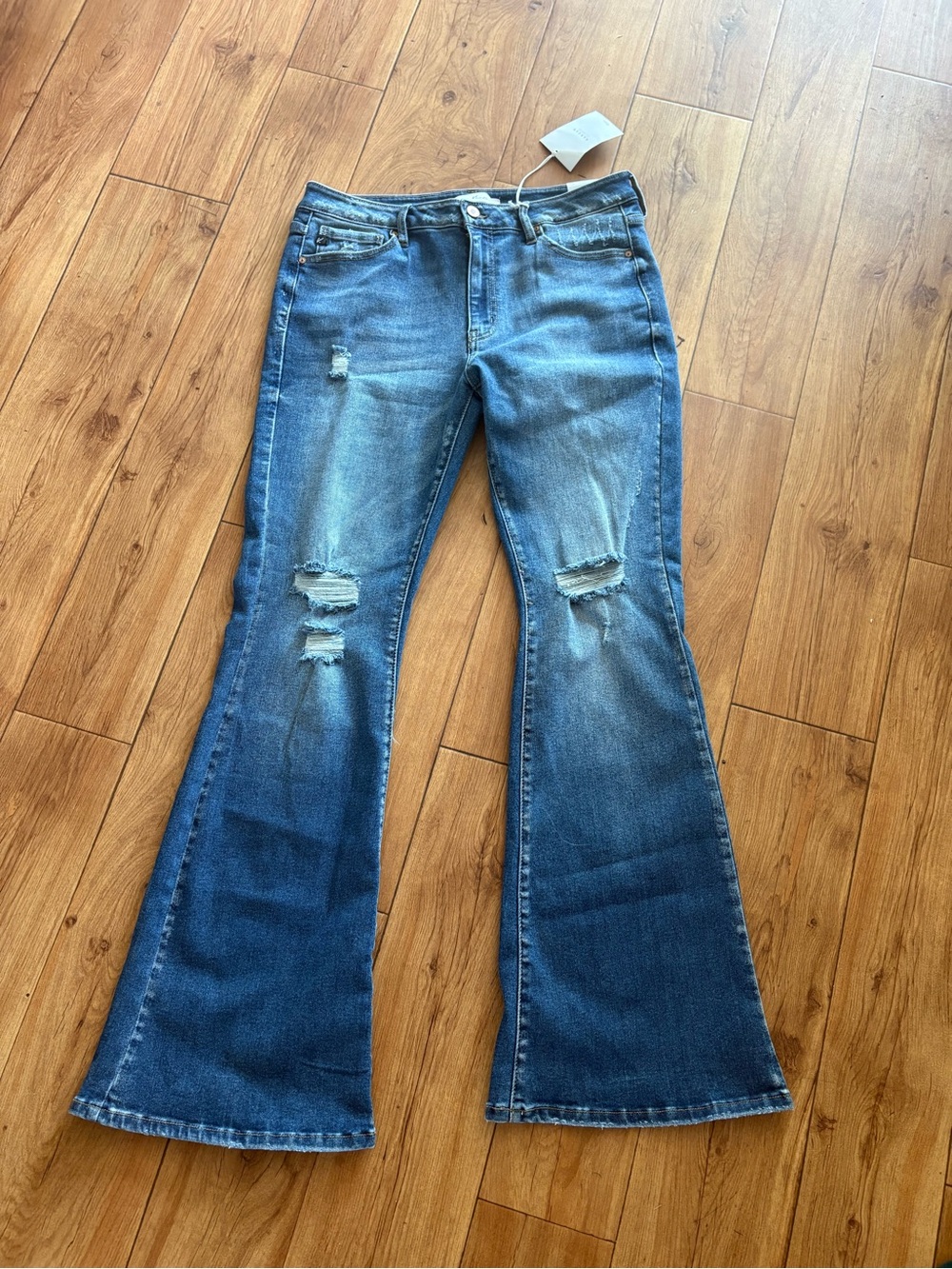 KanCan Blue Distressed Flare Jeans